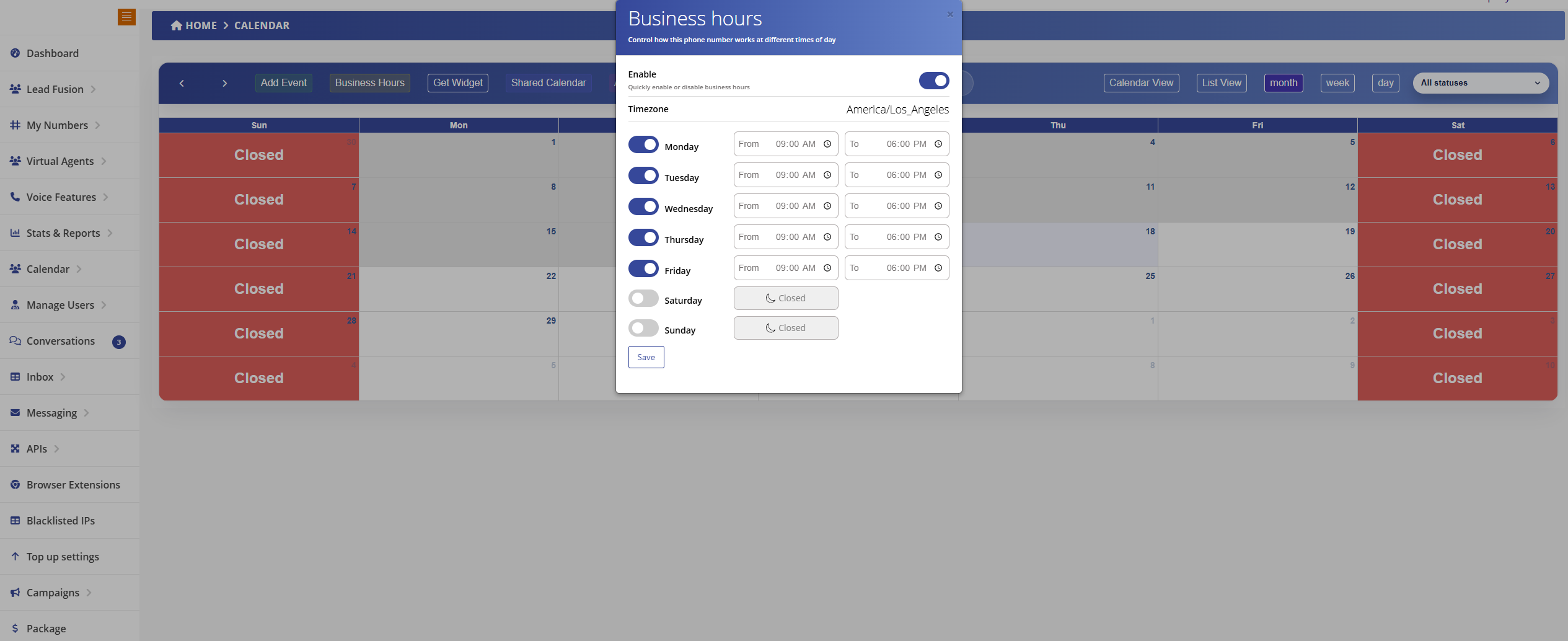 Business Hours Configuration