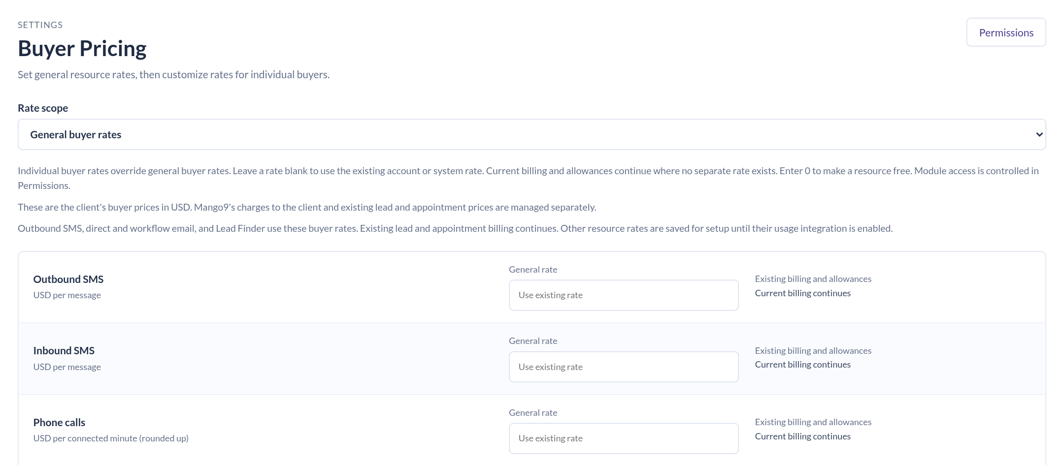 Native Buyer Pricing editor with General buyer rates and resource rate fields