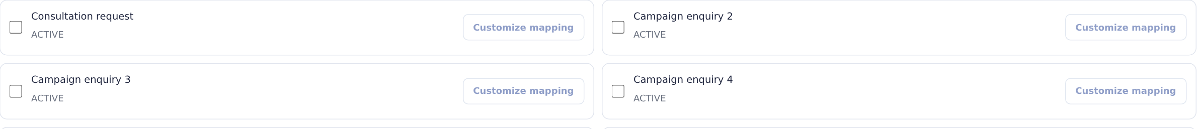 Checkboxes for selecting Meta lead forms for delivery