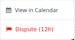 Appointment action menu with View in Calendar and Dispute