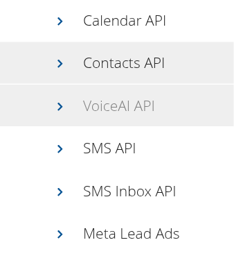 Six Developer APIs menu choices in the current CRM
