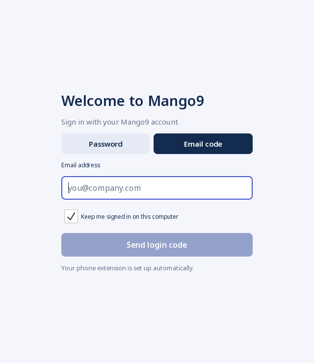 Windows Email code sign-in tab and Send login code control