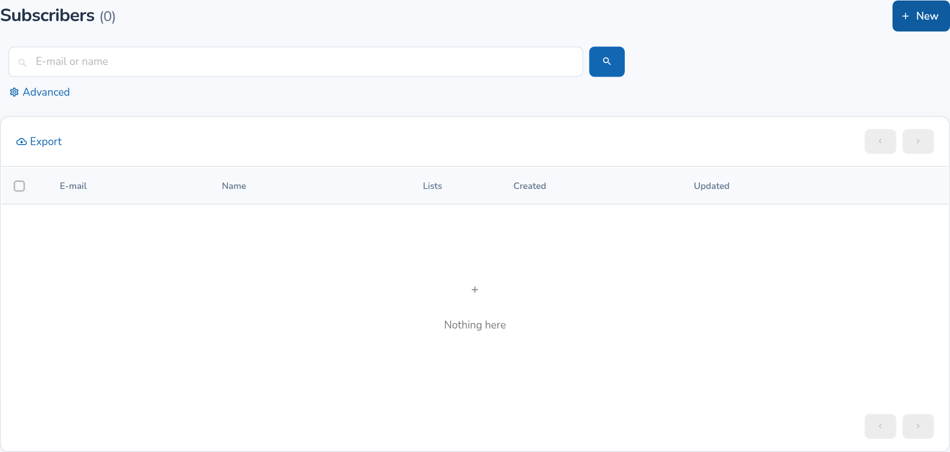 Subscribers search with email, name and lists columns