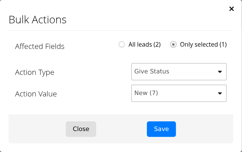 Bulk Actions with Only selected, Give Status and a status choice
