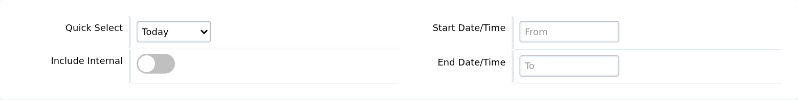Extension Summary Quick Select, Include Internal switch and custom date range