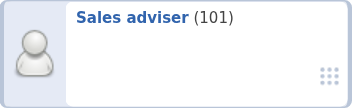 Close-up of an extension card with adviser name, number, availability icon and call keypad