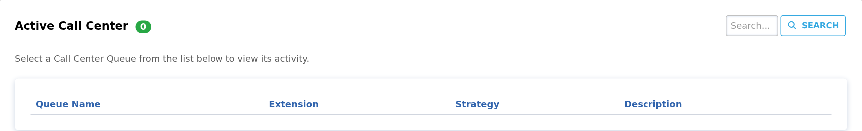 Active Call Center search and queue columns