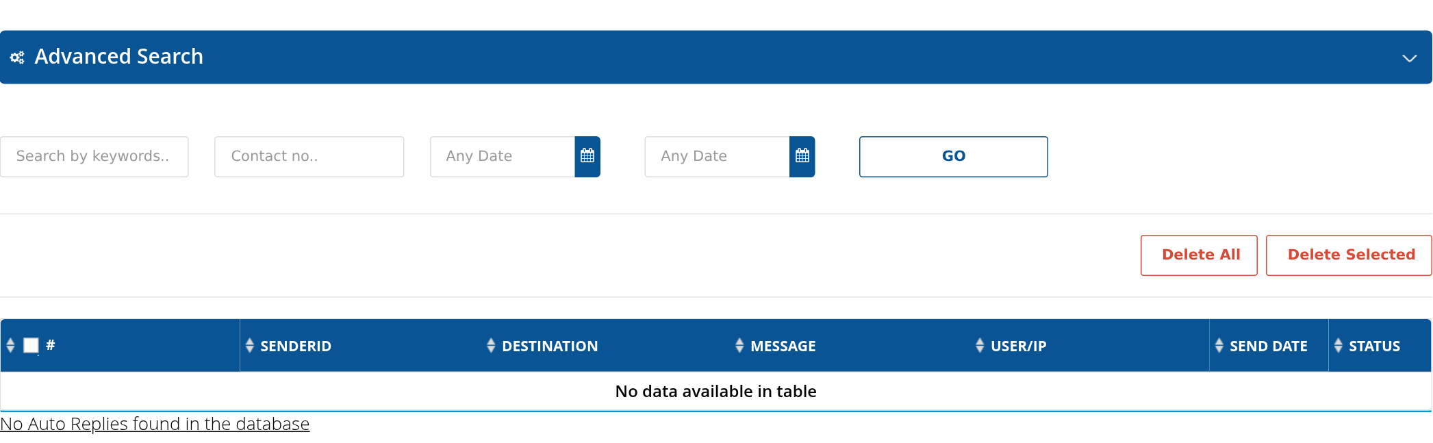 Auto Replies Reports filters and delivery columns