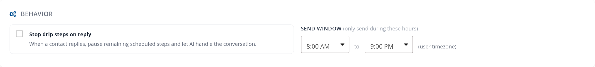 Stop-on-reply and sending-hours settings