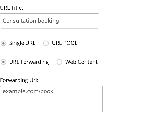 Single URL form with example forwarding destination