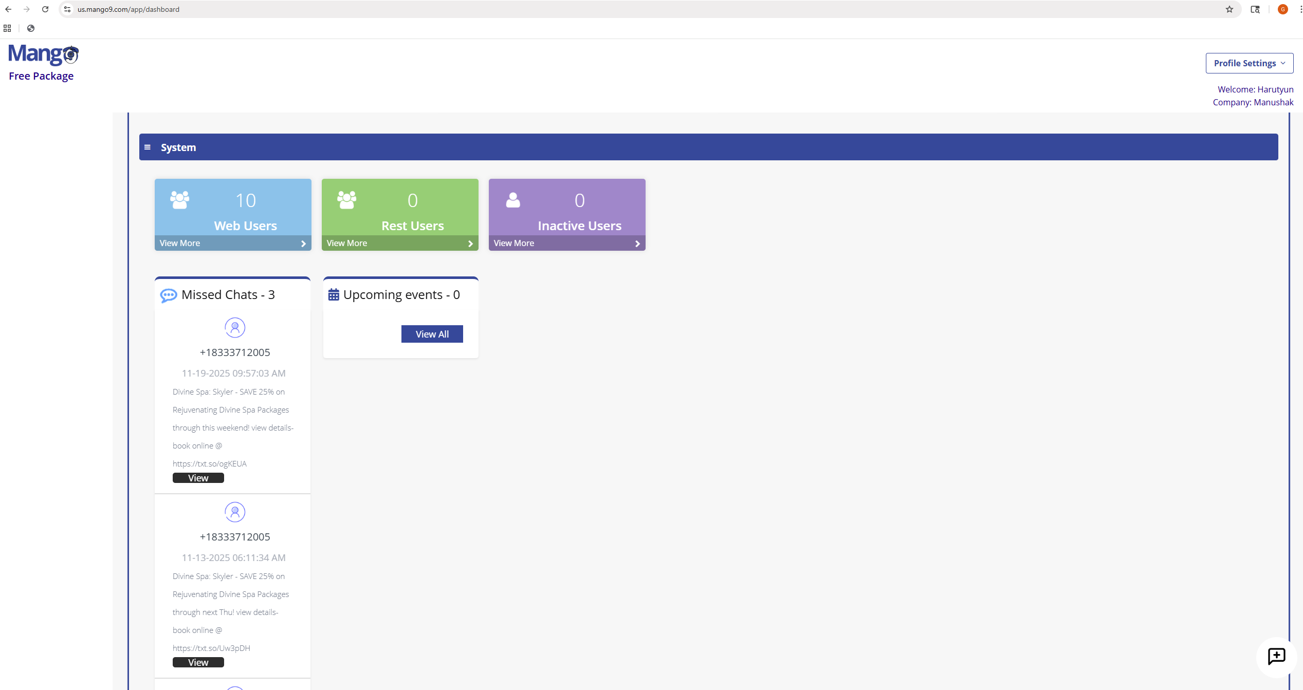 SMS Statistics Dashboard