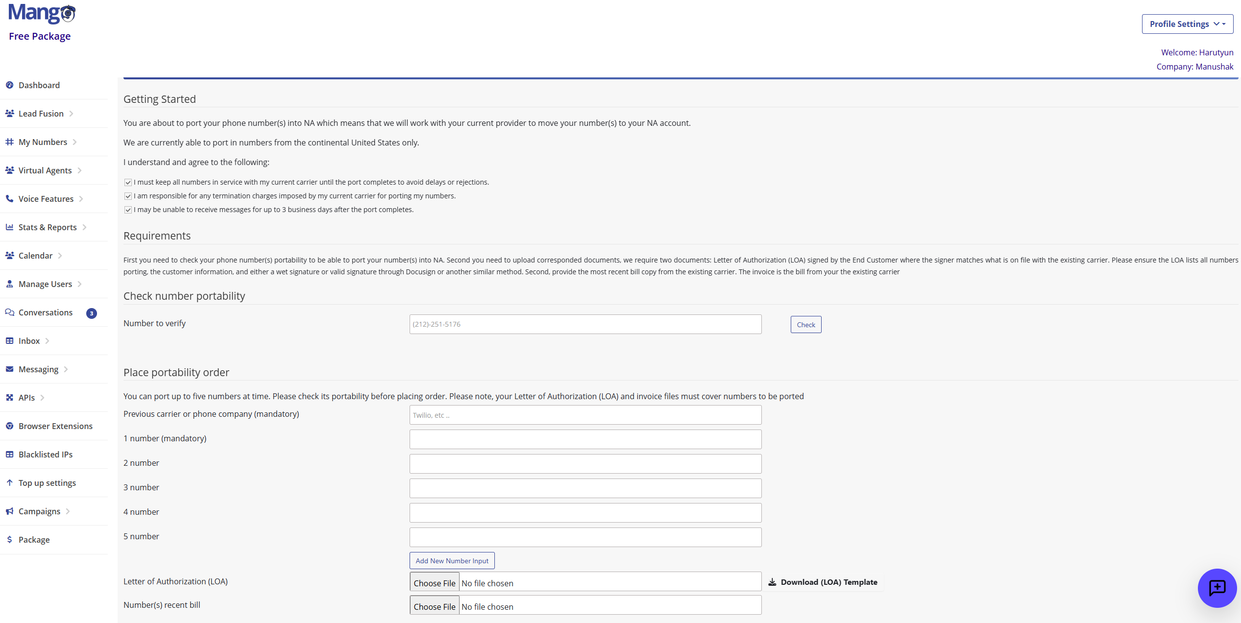 Number Porting Guide