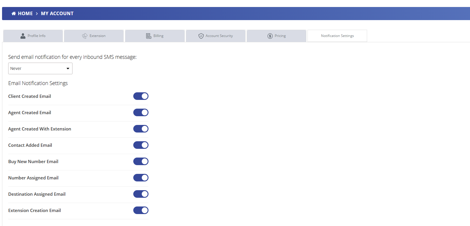 Notification Settings Interface