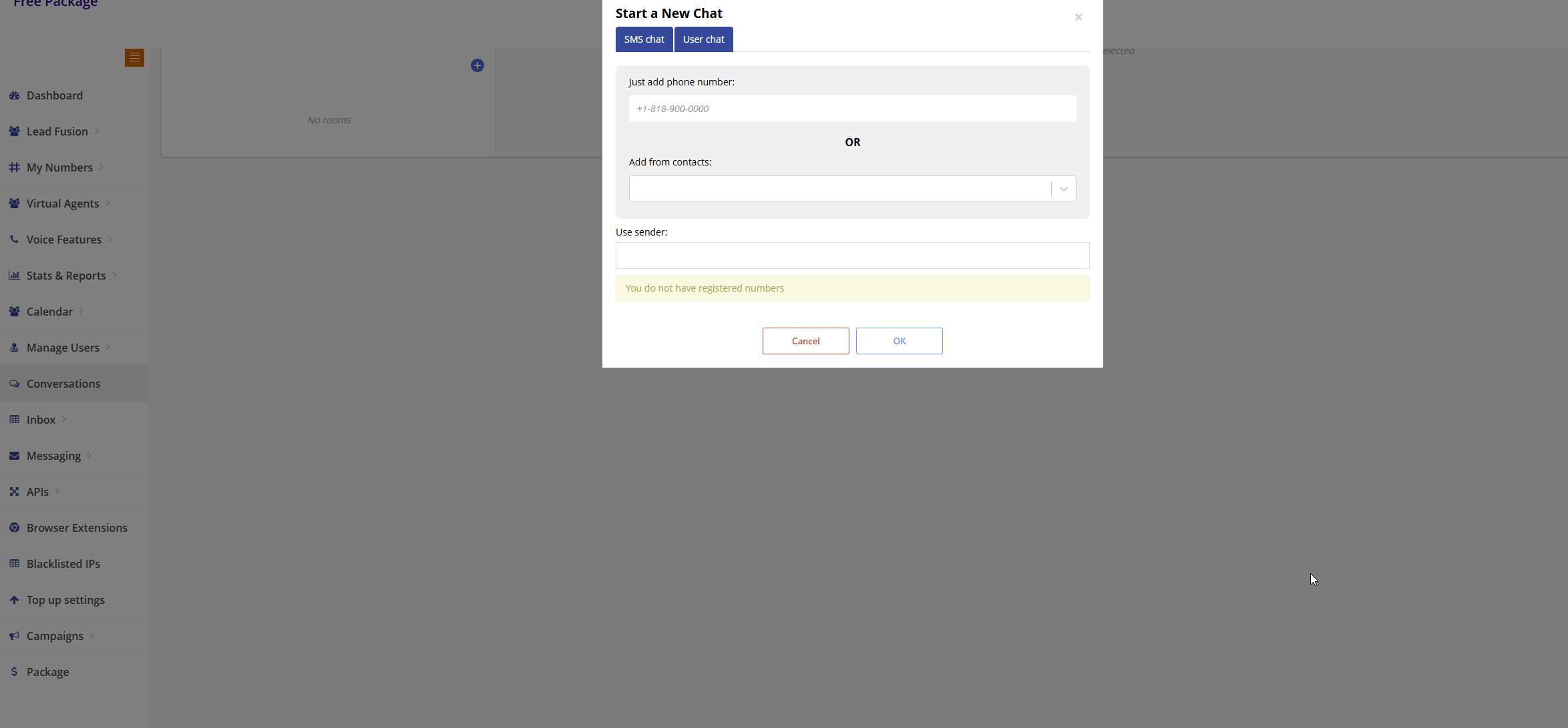 Start a New Chat Dialog