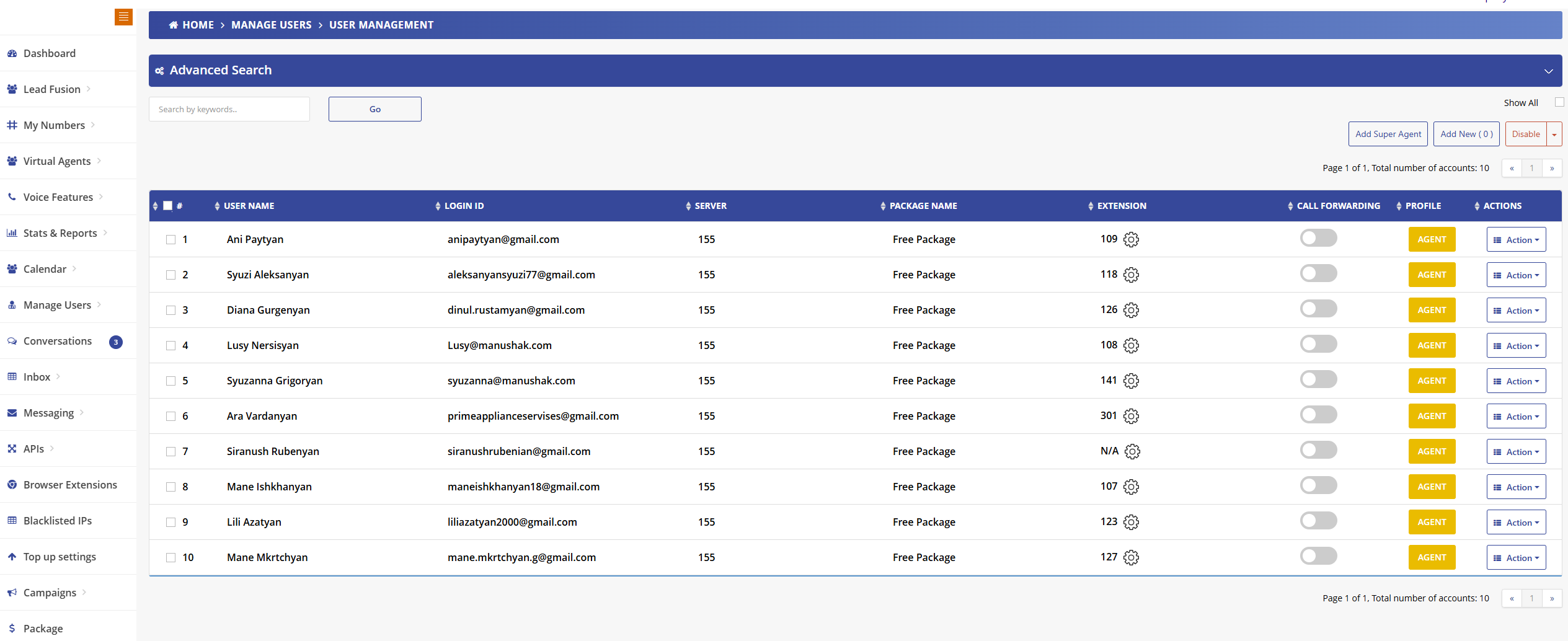 User Management Interface